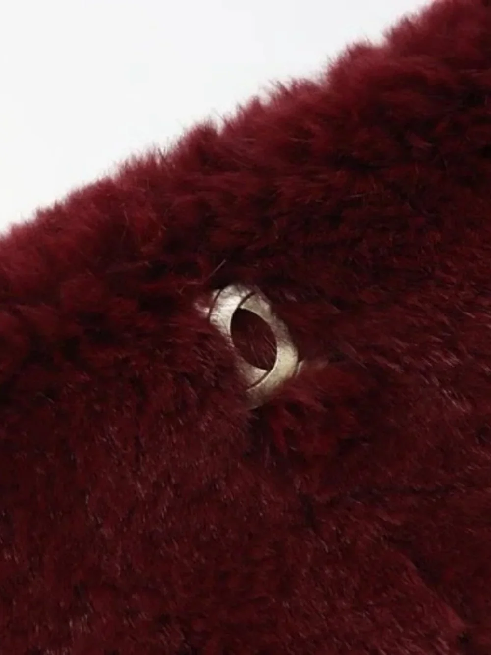 CHANEL Chain Shoulder Bag Fur Red CC Auth BA13649V